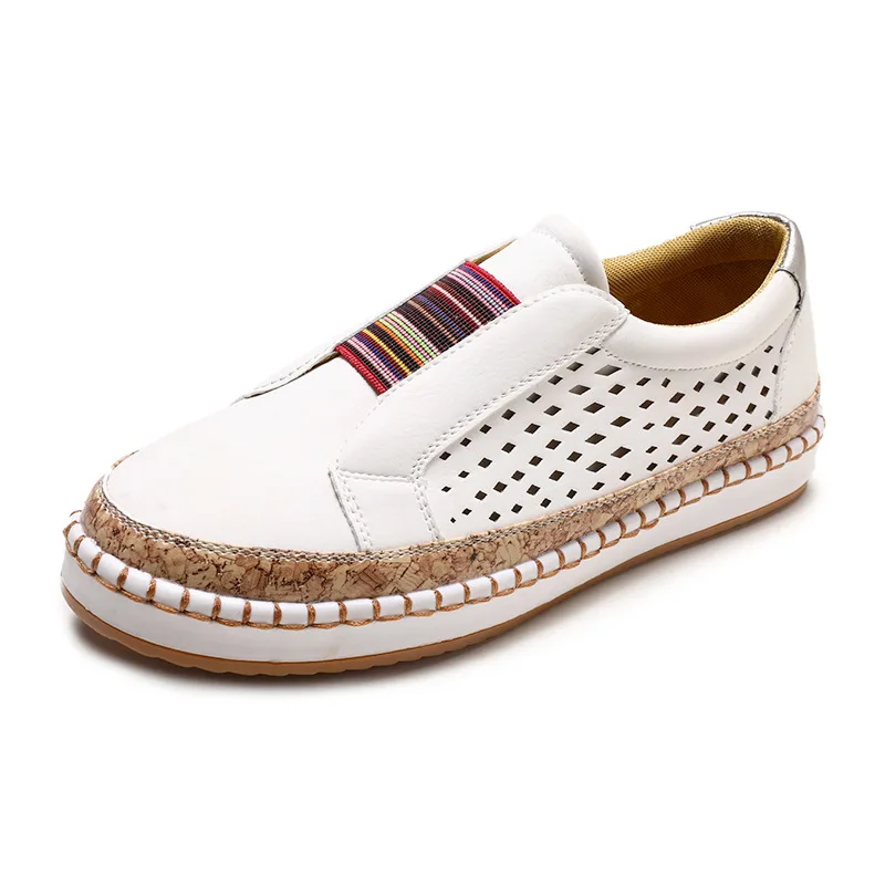 

Women's Shoes Fashion Casual Hollow-Out Round Toe Slip On Shoes Flat With Sneakers Female Soft Breathble Summer Shoes 988