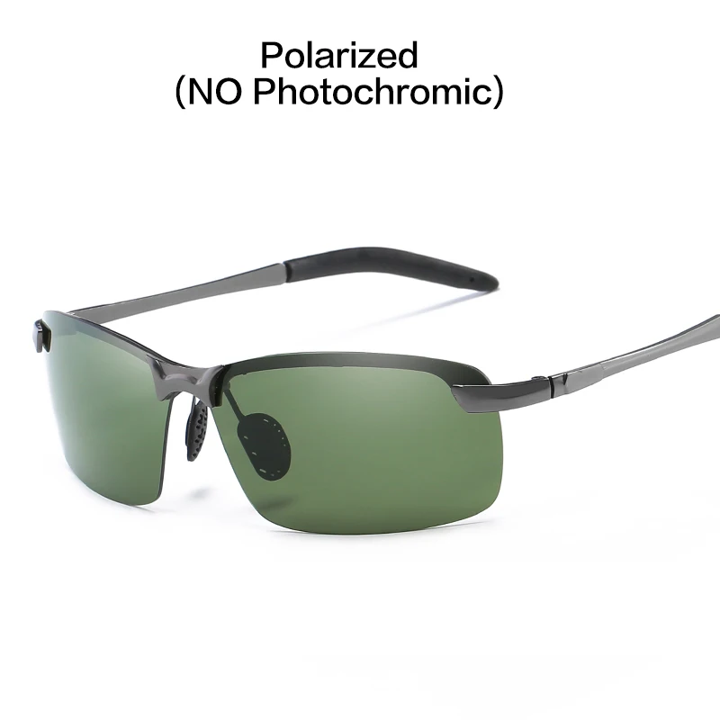 Gun Dark Green Для вождения, фотохромные солнцезащитные очки, мужские, поляризационные, хамелеон, обесцвечивание, солнцезащитные очки для мужчин, модные, без оправы, квадратные солнцезащитные очки - Цвет линз: Gun Dark Green