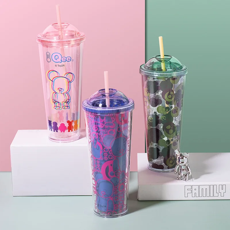 

720 мл Flash Powder бутылки для воды с соломинкой многоразовый пластиковый Тамблер Cup с крышкой, чашка для кофе для девочек, рождественские подарки