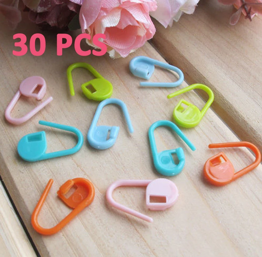 

30PCS Knitting Weave Plastic Crochet Craft Locking Stitch Needle Clip Marker Holder Mark Buckle Knitting Crochet Mark Count Tool