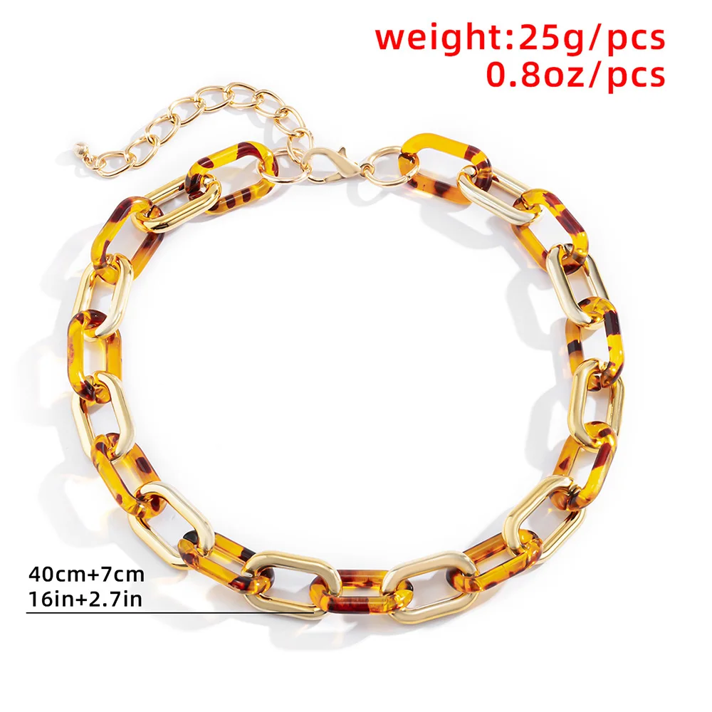 

Punk Hip Hop Leopard Print Chain Necklace Bohemian Chunky Collar Choker Necklaces For Women Bijoux Fashion Boho Jewelry