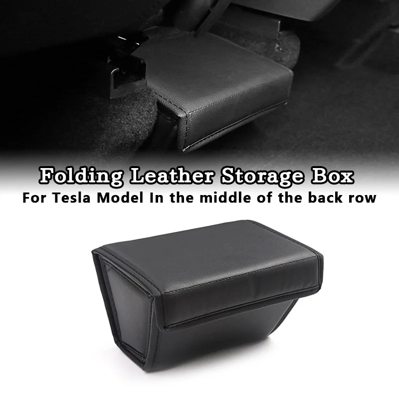 

Car Under Seat Storage Box Folding Leather Organizer Box Car Modification Interior Accessories For Tesla Model Y