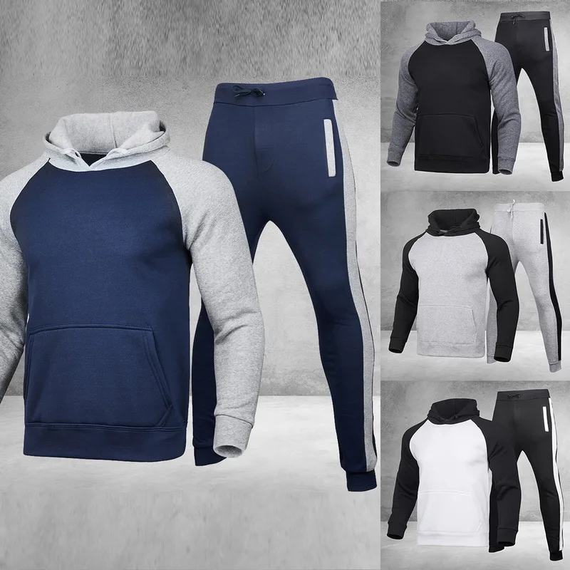 

Casual Tracksuit Men 2 Pieces Sets Hooded Sweatshirts Spring Men's Clothes Pullover Hoodies Pants Suit print Men's Hoodie Spring