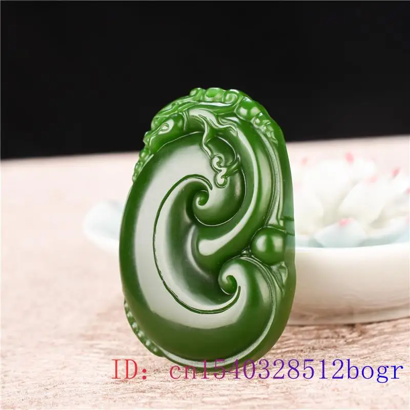 

Green Jade Dragon Pendant Women Jadeite Charm Fashion Jewelry Men Gifts Chinese Necklace Natural Carved Amulet Ruyi