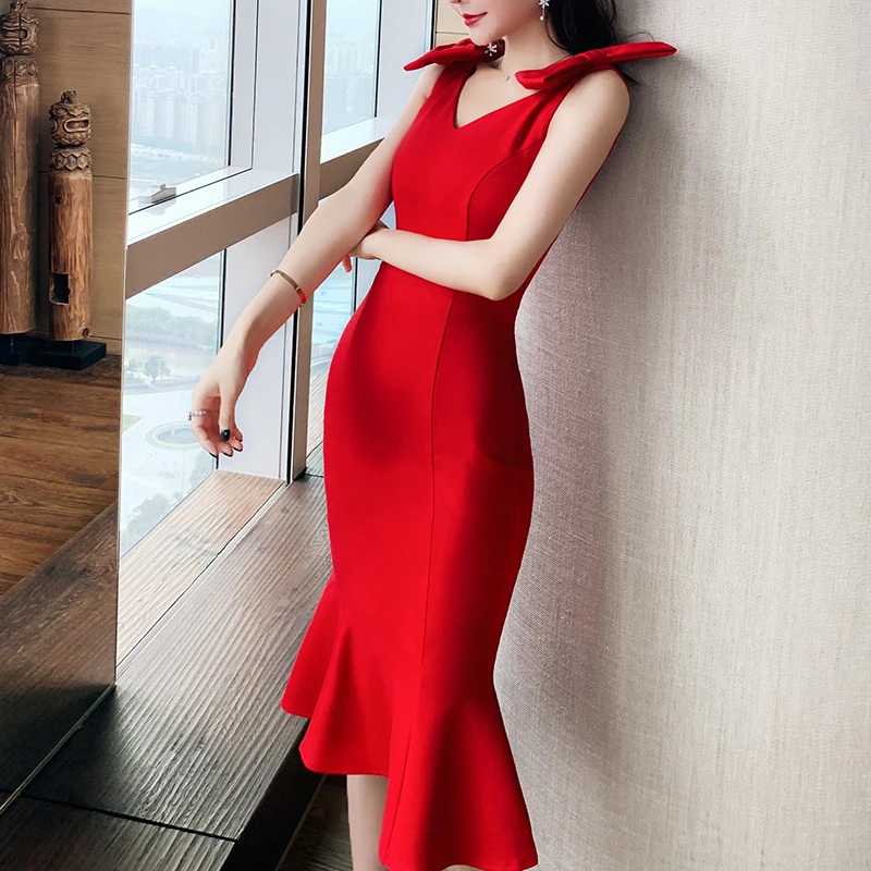 Max Spri 2020 Новое модное элегантное женское Бандажное платье с глубоким v-образным