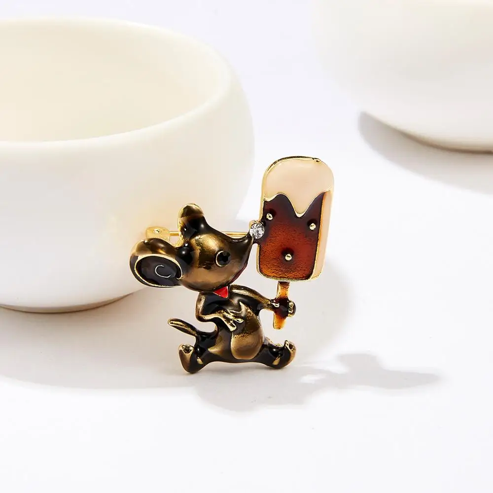 Эмалированная брошь в виде знака зодиака крысы года мыши животного бумажный