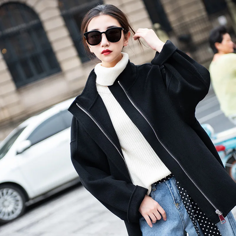 

Wool Coat Women Casual Winter Coat Women Double Sided Jacket Streetwear Windbreaker Abrigos Mujer Invierno 2020 1836 YY689