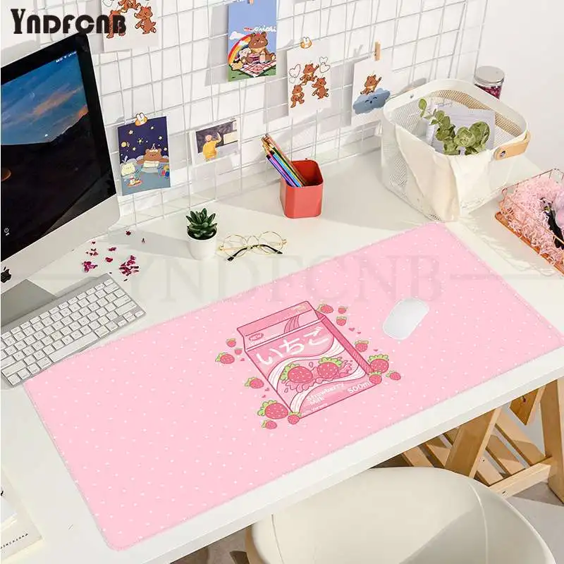 

Kawaii Japanese Strawberry Milk Unique Desktop Pad Game Mousepad Size for big CSGO Game Player Desktop PC Computer Laptop