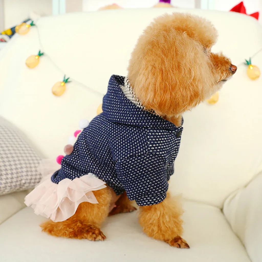 Модный мяч Снежинка костюм для животного для маленьких для средних и больших собак зимняя теплая одежда в горошек для щенка чихуахуа принт кружева собаки Домашние животные ткань