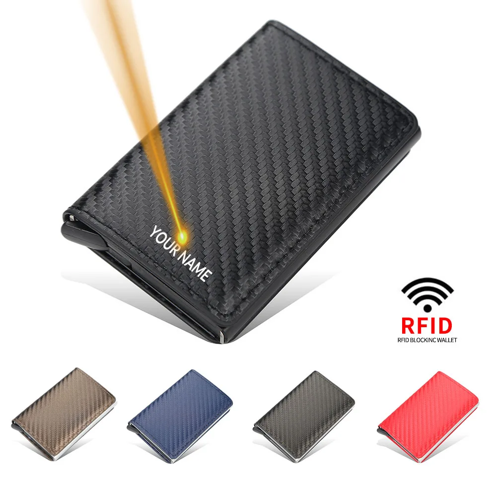 

Anti RFID Blocking ID Credit Card Holder Case Wallet for Men Business Carbon Aluminum Slim Mini Small Money Bag Wallets Purse