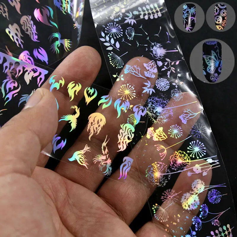 Nail art holographic roll nail aluminum foil flame dandelion
