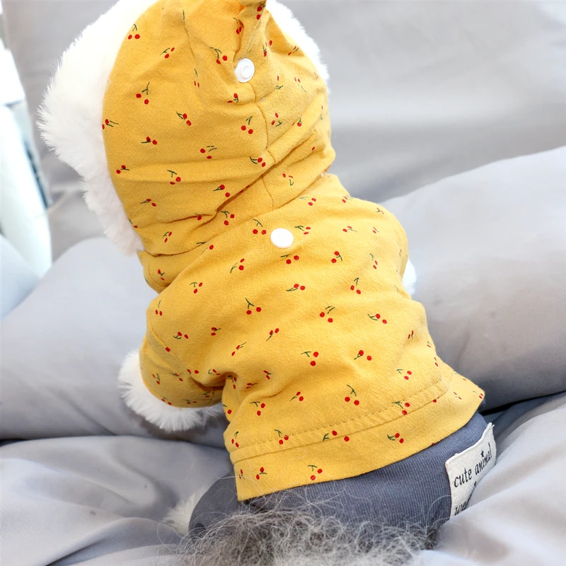 

Осенне-зимняя одежда теплая одежда для собак Тедди бишон Пудель щенки Померанский Шнауцер одежда с капюшоном для маленьких собак