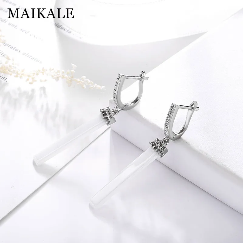 MAIKALE, классические простые серьги-гвоздики из керамики, черный, белый цвет, AAA, кубический цирконий, золотой, серебряный цвет, длинные серьги для женщин