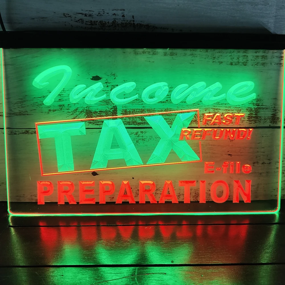 

SS060 Income Tax Preparation Office NR Dual Color LED Neon Sign