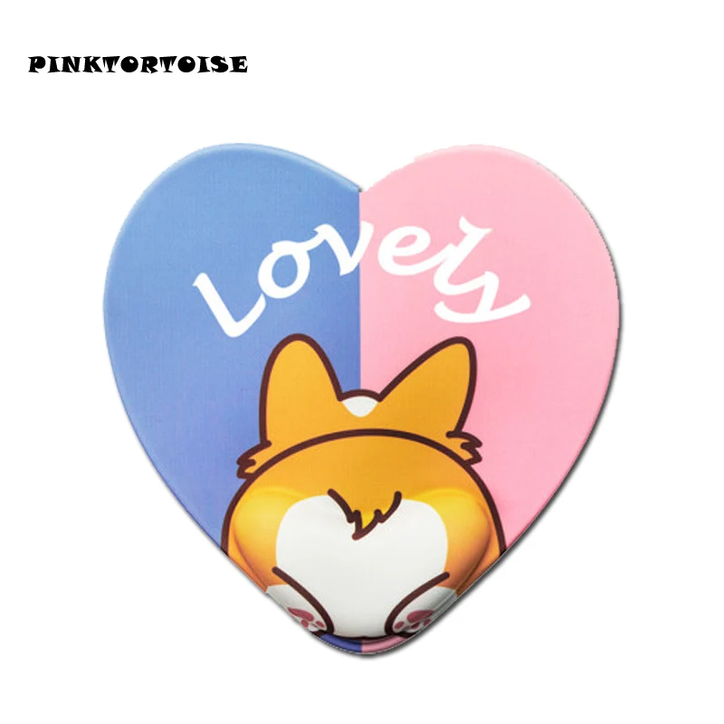 

Коврик для мыши в форме сердца с аниме, 3D-коврик для мыши в виде милой корги, с силиконовой подставкой для запястья