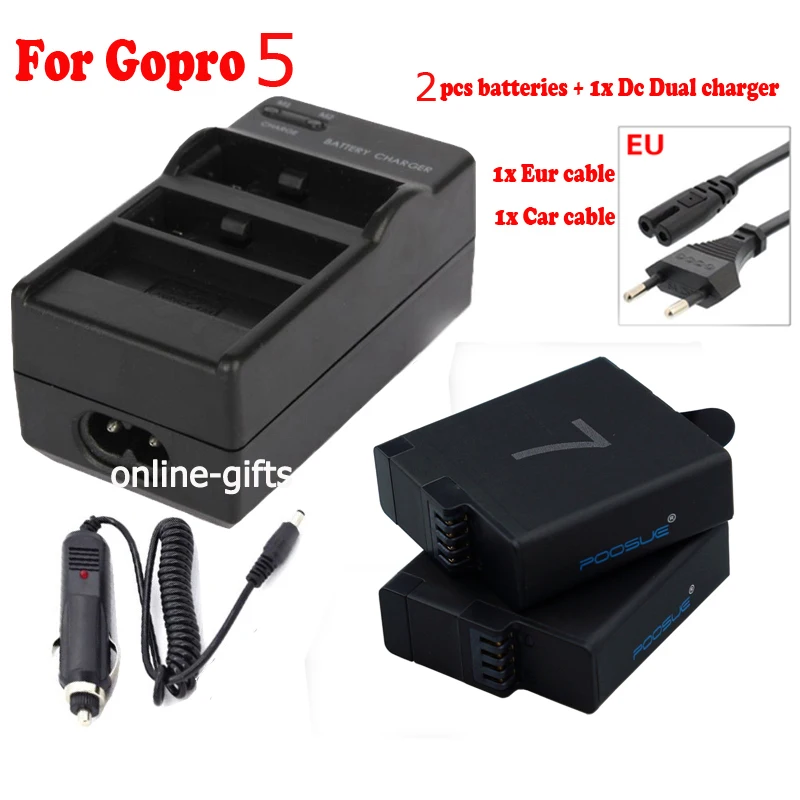 Go pro hero 5 8 black 1600 мАч GoPro7 gopro5 батарея hero6 hero5 AHDBT 501 Bateria Akku для GoPro 6 Батарея|Цифровые