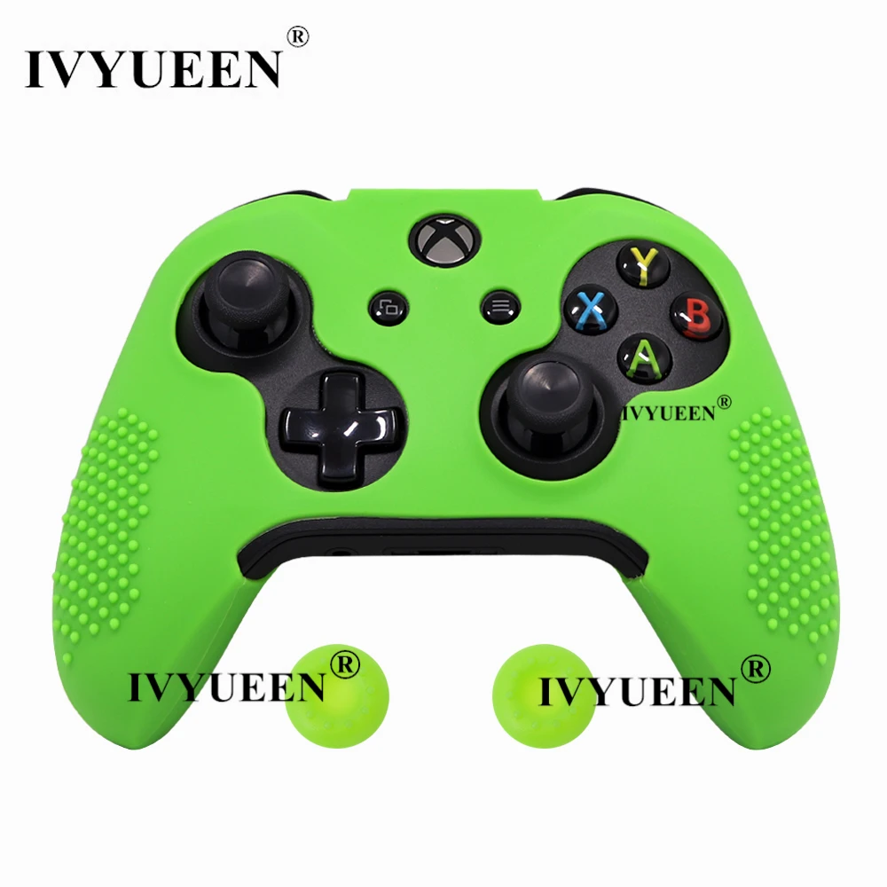 Зеленый IVYUEEN 14 цветов для microsoft Xbox One X S Тонкий силиконовый чехол для контроллера защитный чехол с палочками для большого пальца - Цвет: Зеленый