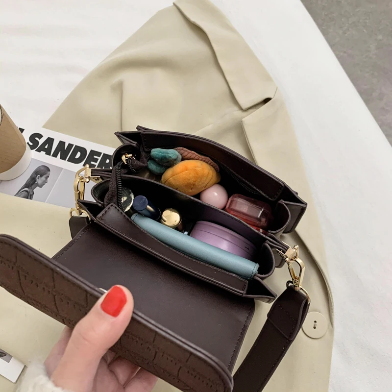 

Designer Vintage Shoulder Bag New Stone Messenger Bags Soft Flap Shoulder Crossbody Pack Women Purse PU Leather Handbags