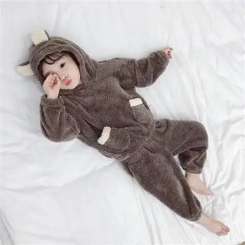 Детская Толстая пижама с длинным рукавом осенне зимняя фланелевая домашняя