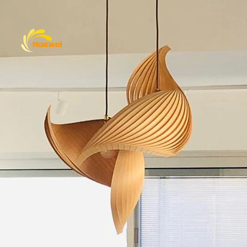 

Nordic Wood Pendant Lights Lighting Villa Living Room Decoration Hanging Lamp Retro Loft Stairs Kitchen Industrial Pendant Lamp