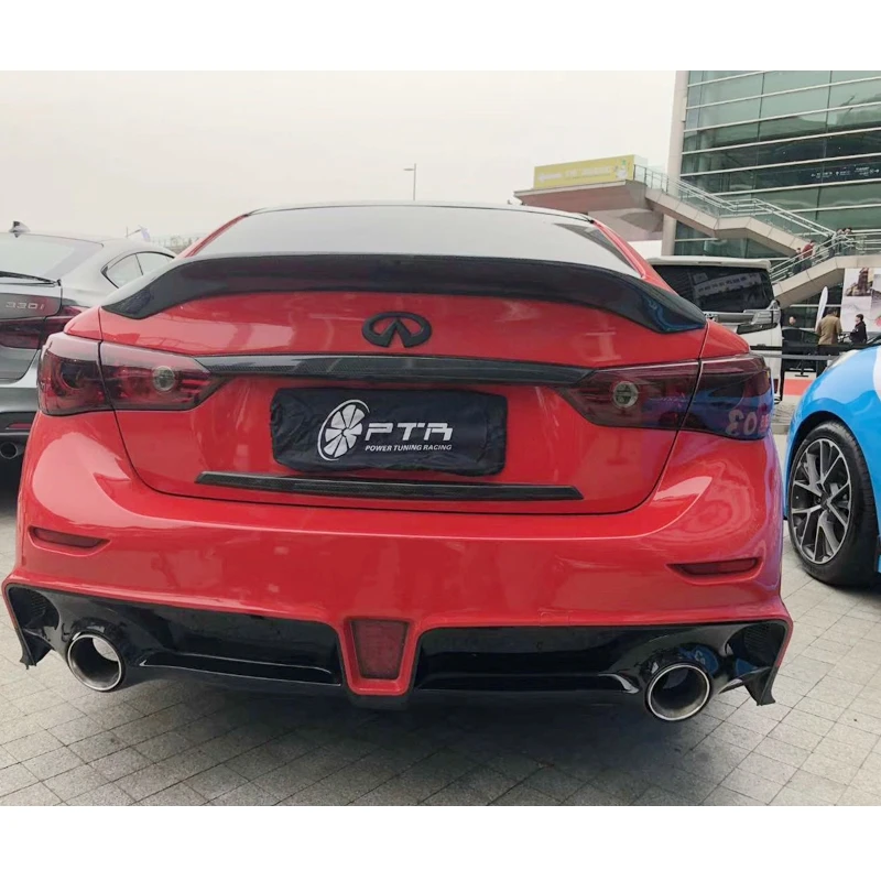 Для Infiniti Q50 2014 2018 Настоящее углеродное волокно автомобильный спойлер крышка