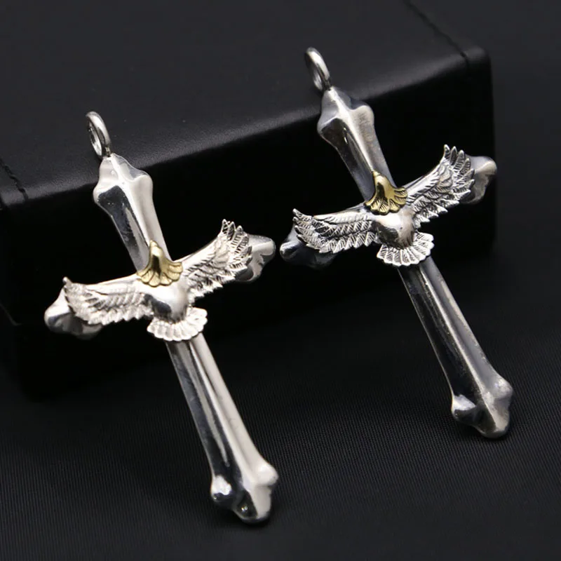 Ожерелье из серебра 100% пробы с подвеской крестом для мужчин и женщин ожерелье