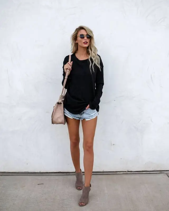 

2019 New Summer Women's Cotton O-Neck Long Sleeve Tshirts High Quality White Black Tshirts L-5XL