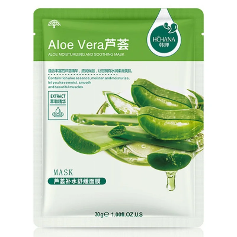 

10PCS/lot Aloe Facial Mask Natural Moisturizing Replenishing Water Remove Acne Control Oil Anti-Aging Whitening Beauty Skin Care