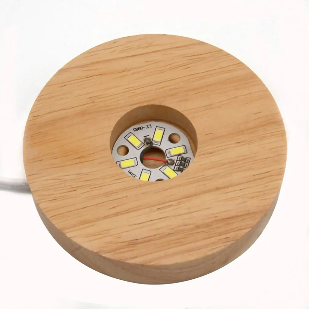 

High Quality LED Light Base Wooden LED Display For Crystal Glass Art Illuminated Wooden Base Romantic Display For Crystal Glass