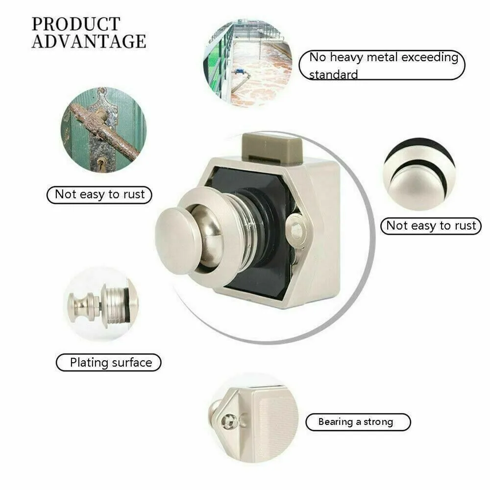 

15mm-27mm Cabinet Campervan Plastic Push Button Catch Lock 10pcs Latch Knob