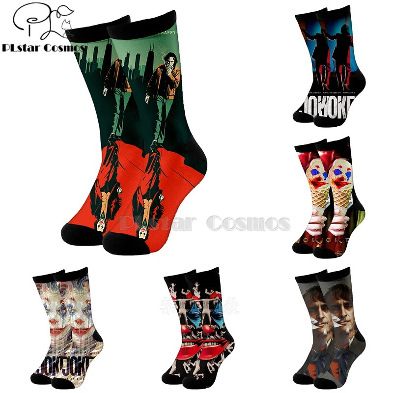 Plstar Cosmos comic dc haha злой Джокер злодей хлопчатобумажные носки мультфильм 3d печати носки высокие носки мужские и женские качественные Joaquin Феникс-3