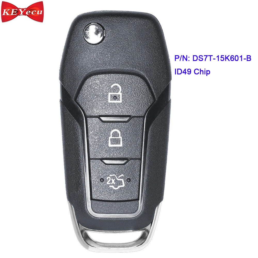 KEYECU 2 шт. для дистанционного ключа Ford Galaxy KA + Mondeo S Max 434MHz ID49 Chip P/N: DS7T 15K601 B|Ключ от