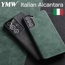 YMW ALCANTARA Case for Samsung Galaxy S21 Ultra S20 S10 S9 S8 Plus Note20 5G Luxury Business Artificial Leather Phone Cases