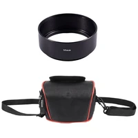 replacement screw in mount 55mm camera metal lens hood with compact dslr camera case bag for canon sony