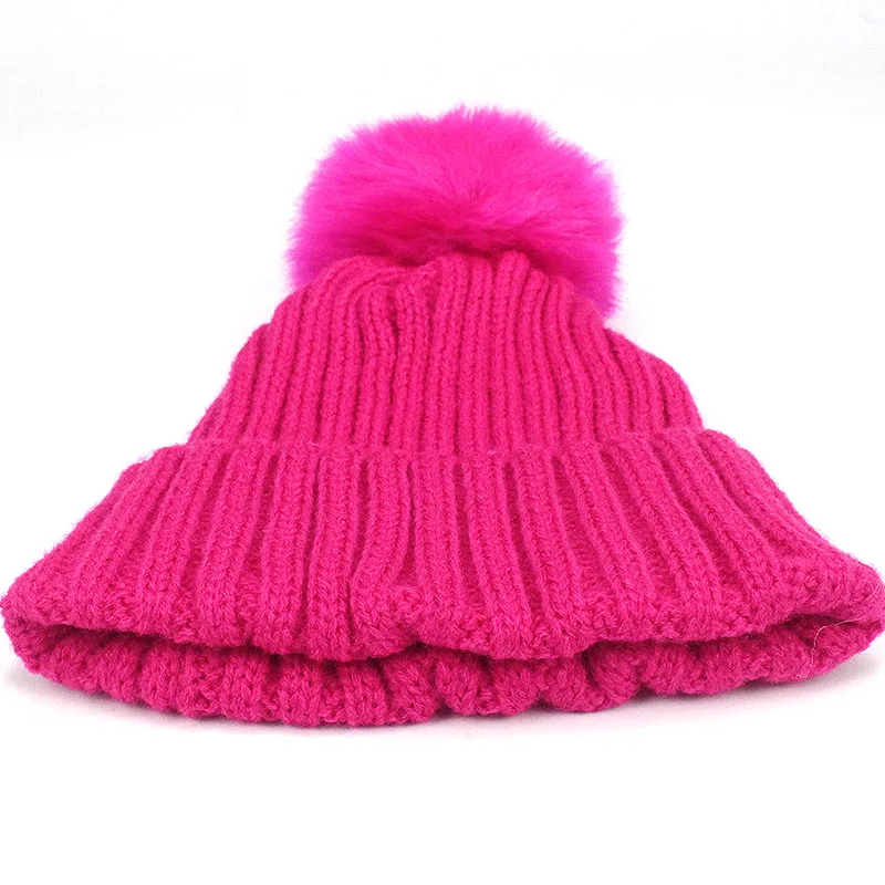 Шапка с помпоном из искусственного меха зимние детские шляпы шапочки Детские