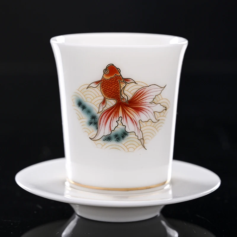 

Ceramic Porcelain Tea Cup Bowl Teaware Kung Fu Tea Cup Set Mutton Fat Jade Tea Cup