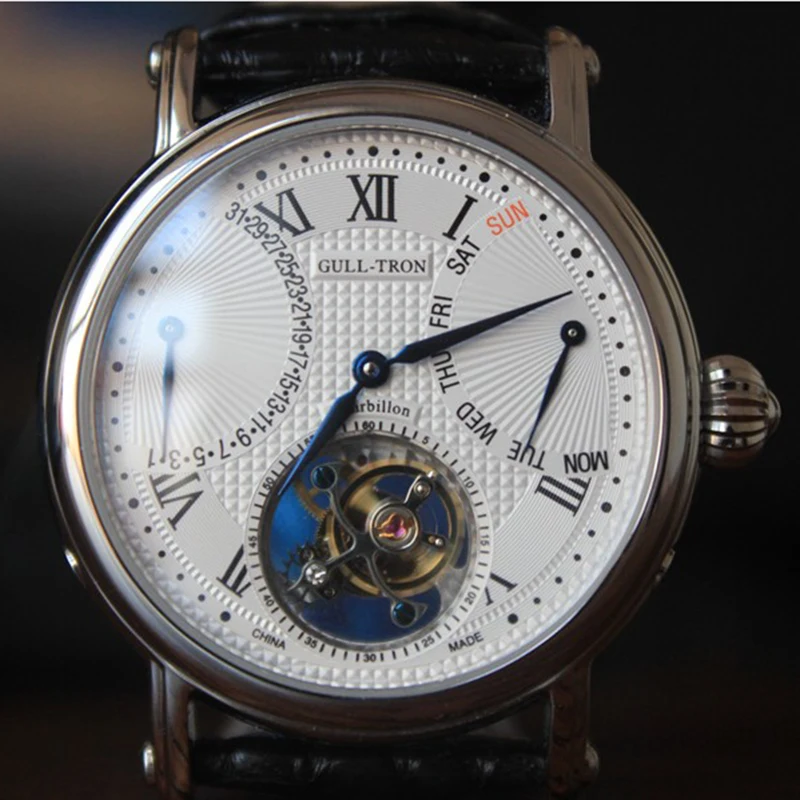 Настоящие часы с чайкой мужские сапфировые турбийоны механические календарем из