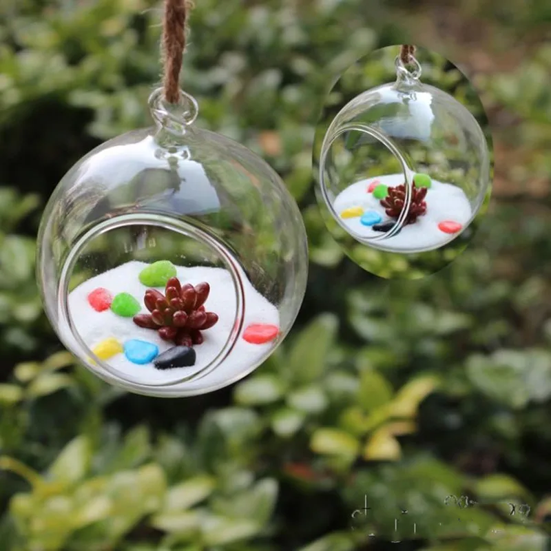 

8cm/10cm/12cm Creative Clear Glass Terrarium Ball Globe Hanging Vase Flower Air Plants Container Landscape DIY Wedding Home Deco