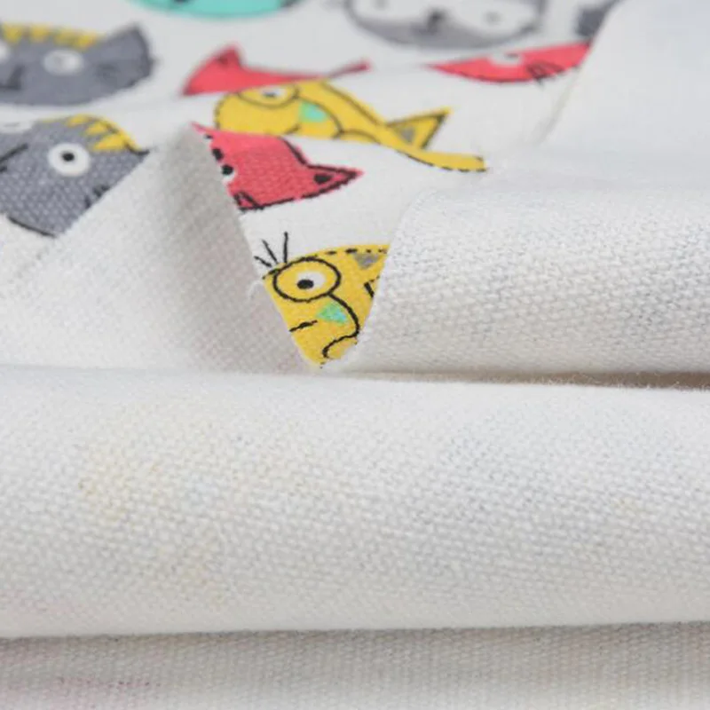 

1 Yard Canvas Fabric Cotton Cloth For DIY Textile For Handwork Cute Cats Heads Printed