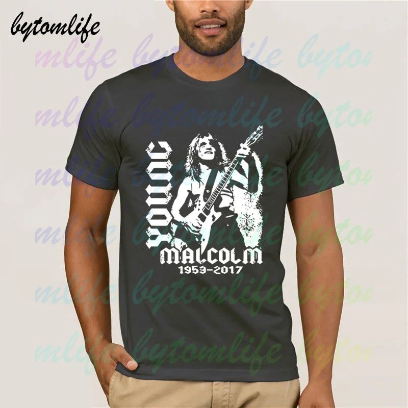Malcolm Young AC DC Футболка Хард Рок мужская летняя 100% хлопок короткий рукав Популярные