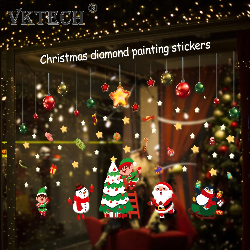 

Christmas Diamond Painting Stickers Xmas Decals Ornaments DIY Mosaic Kit Drawing Stickers Rhinestone Decoration Art Crafts Gifts