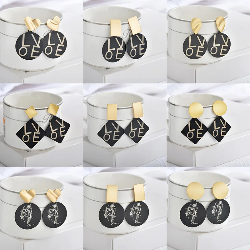 Женские длинные серьги в стиле хип хоп простые черные металлические с сердечками