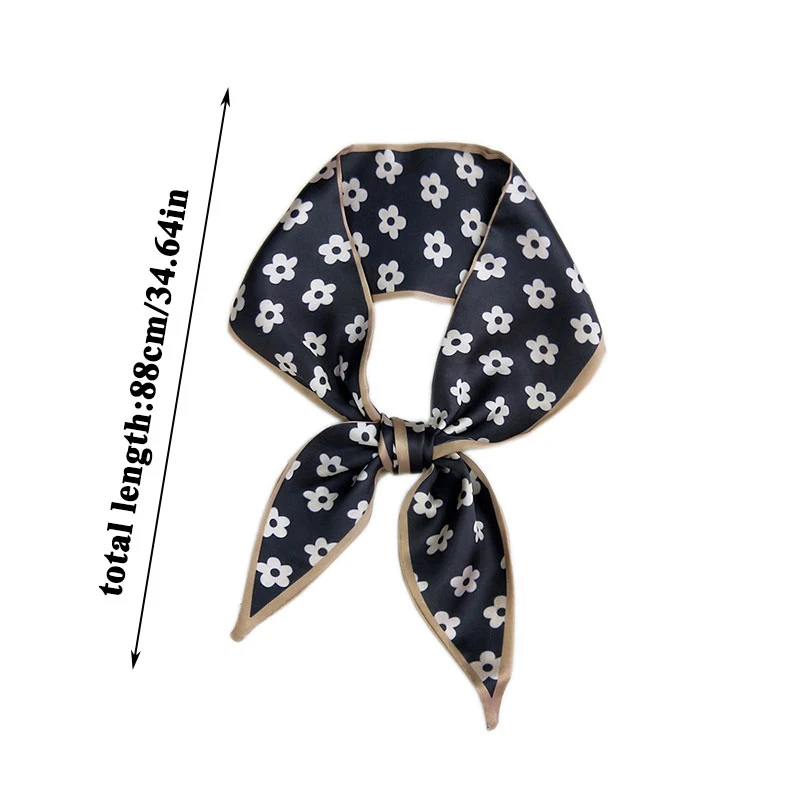 

Women Girls Elegant Print Small Silk Scarf Fashion Small Neck Scarfs Double-sided Sharp Angle Sweet Soft Ladies Scarves