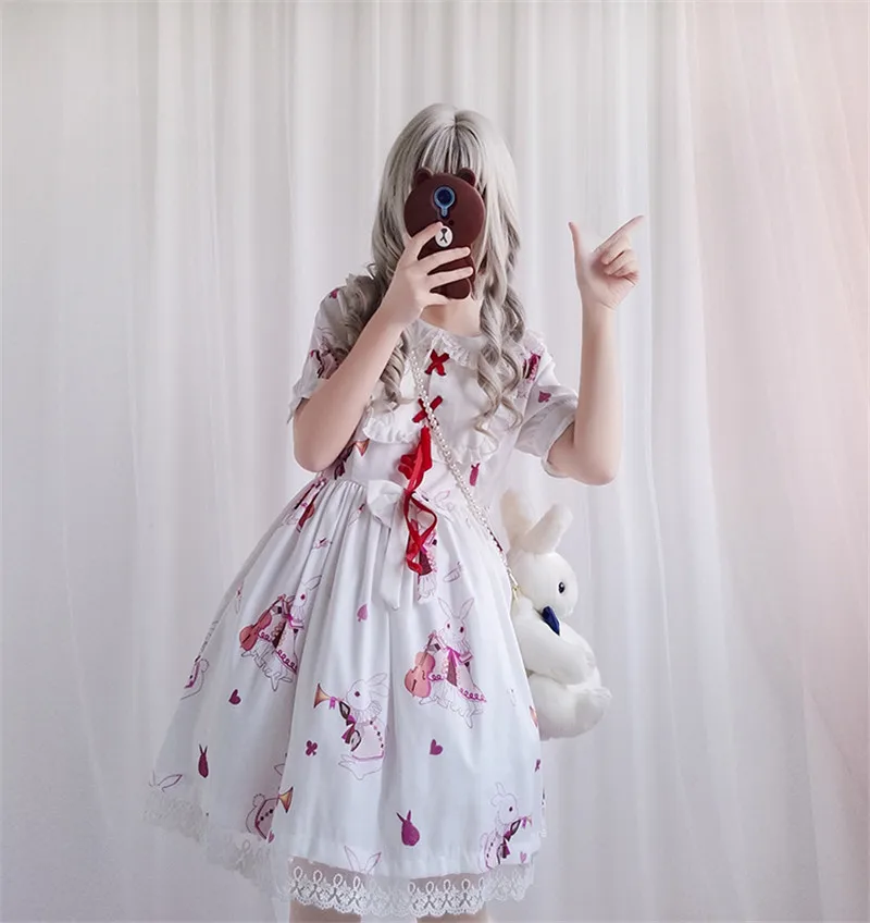 Женское милое платье 2018 летнее Новое японское Kawaii Lolita мягкое ретро с кроликом
