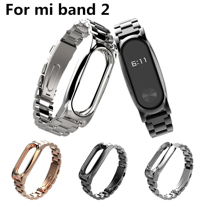 Ремешок из нержавеющей стали для xiaomi mi band 2 металлический браслет смарт часов