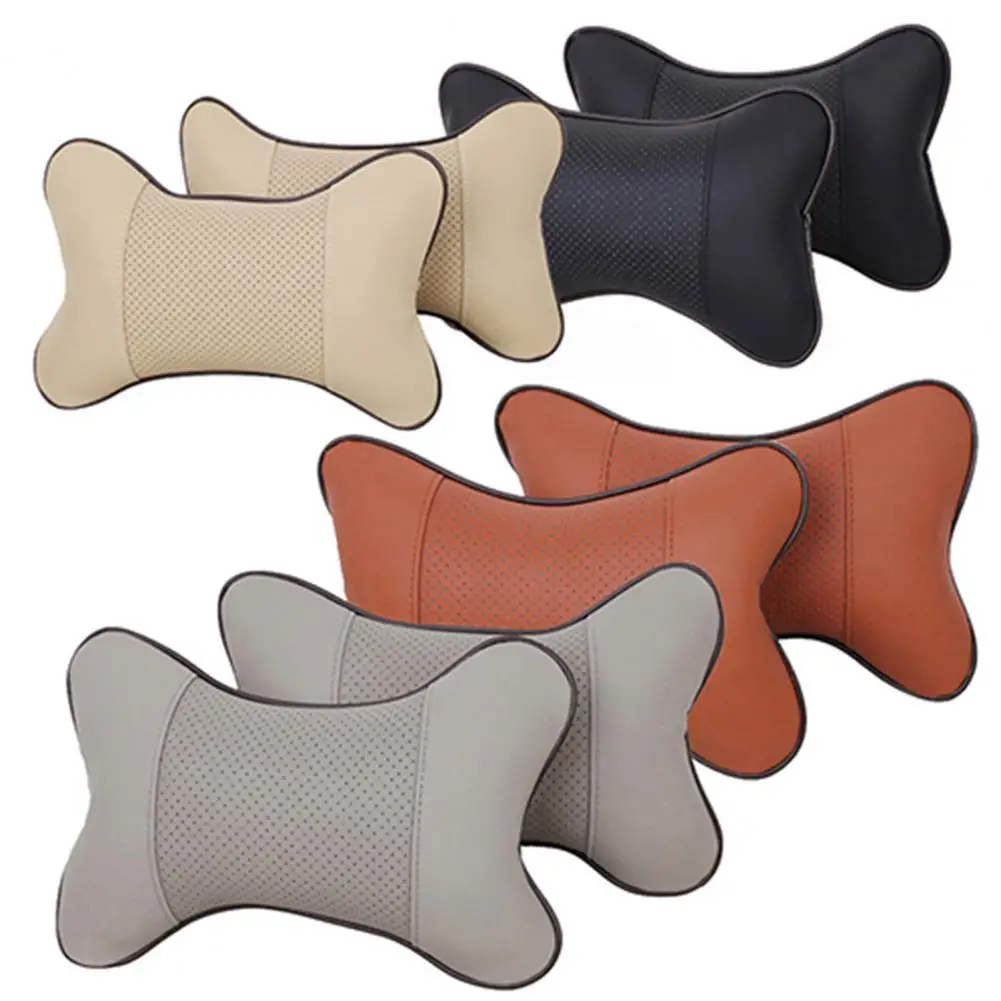 

80% HOT SALES!!! 1 Pc Faux Leather Hole-digging Car Headrest Supplies Neck Auto Safety Pillow