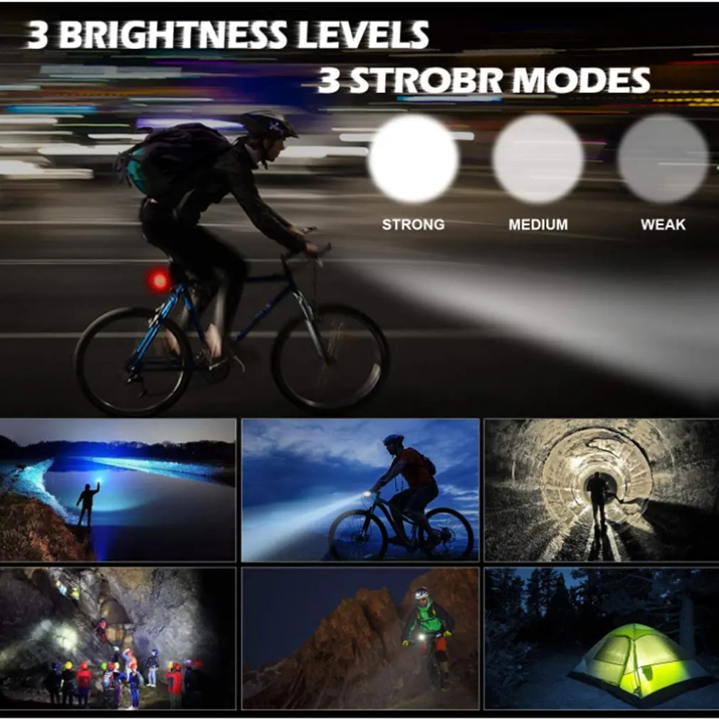 

Mini Bicycle Light 2 Led 5 Mode 1200LM USB Rechargeable Cycling bike Front Lamp Rear Taillights Camping led