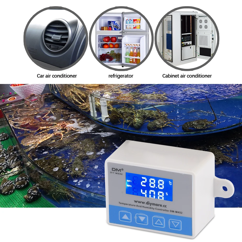 Цифровой светодиодный термостат M452 регулятор температуры и влажности 12 В