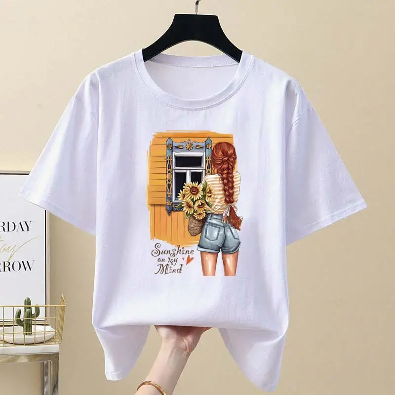 Подсолнухи девушки утюжок на одежде A-уровень моющиеся термотрансферные Diy