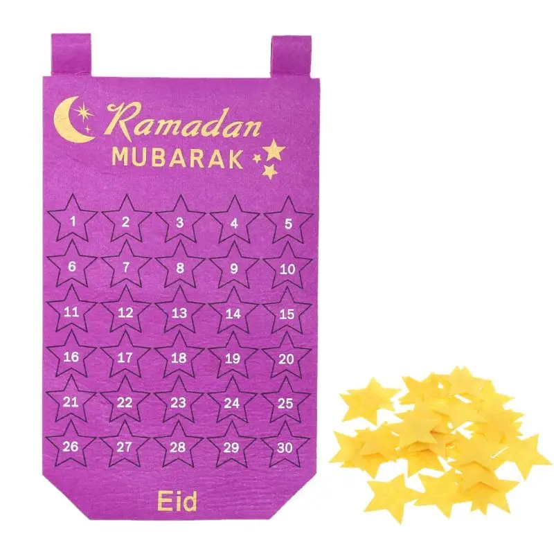 DIY фетровый Рамадан Eid Mubarak Kareem настенный подвесной Нумерованный график с